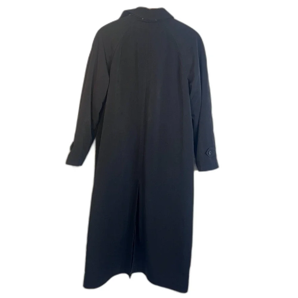 Fleet Street Basic Black Trench Coat Classic‎ Timeless Staple Nylon Lined 14P